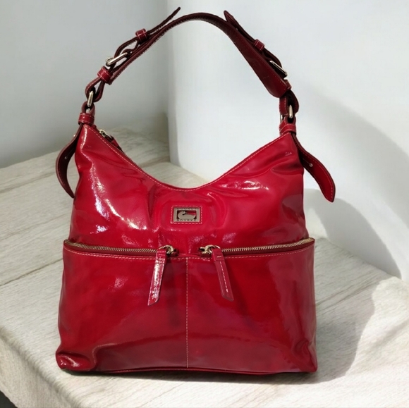 Dooney & Bourke Red Patent Leather Hobo Shoulder Bag - Picture 16 of 16